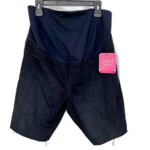 Isabel Maternity Bermuda Cut Off Denim Shorts Black Size 14 NWT